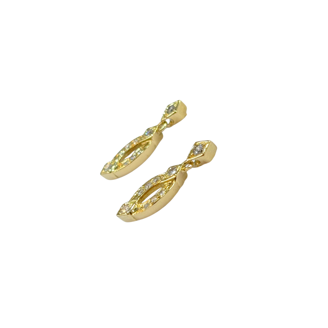 Boucles D'oreilles Vintage - Or Jaune 750 & Diamants