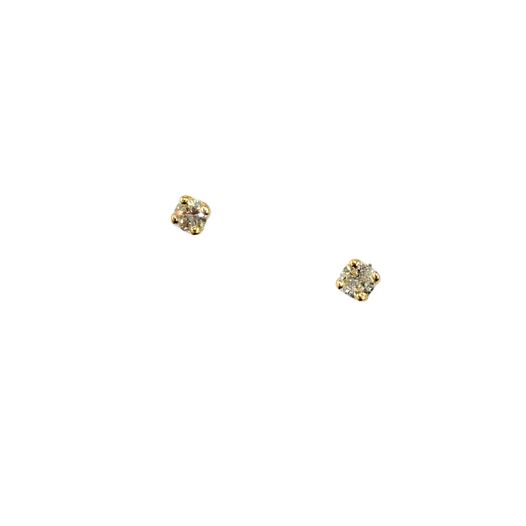 Boucles D'oreilles Puces Solitaire - Or Jaune 750 & Diamants