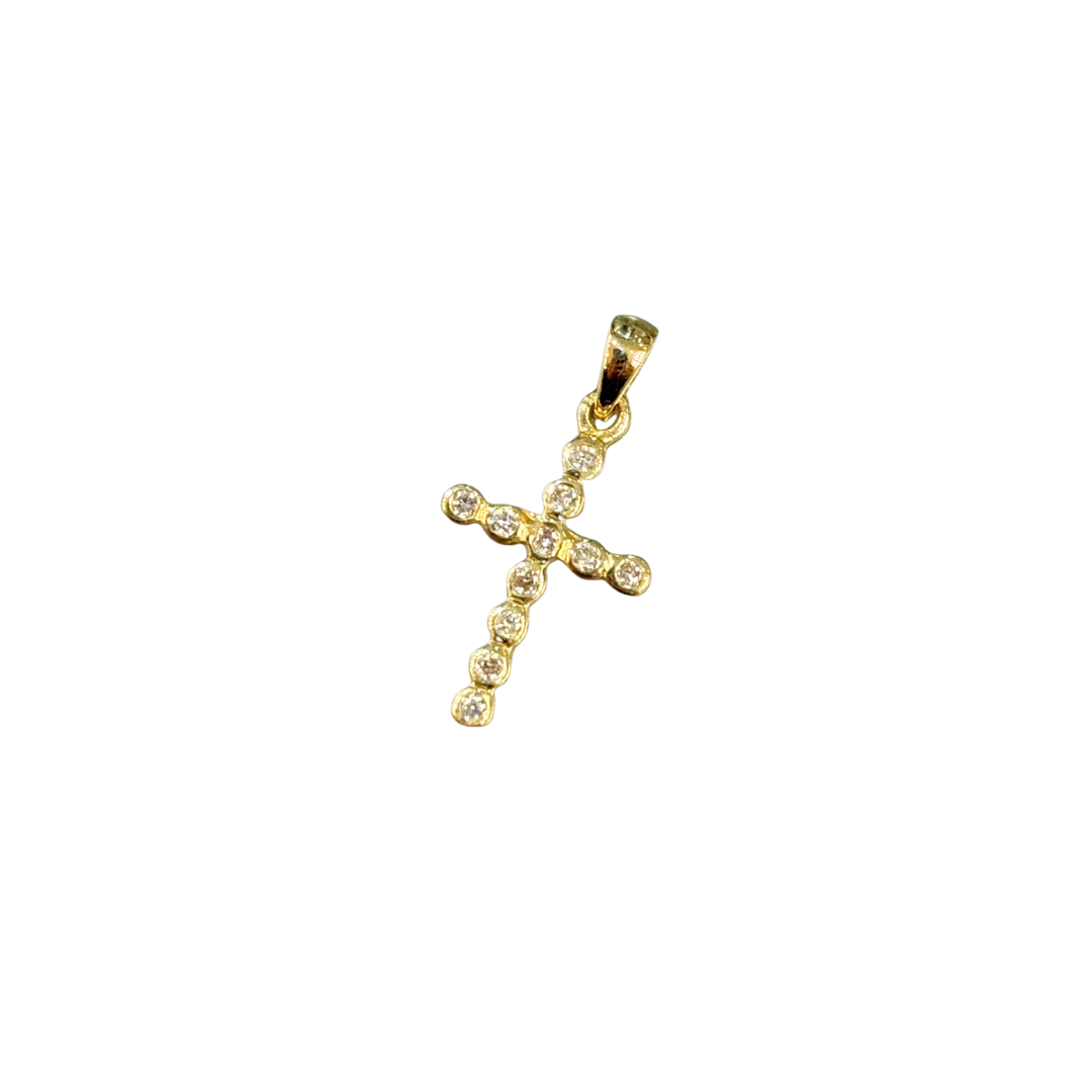 Pendentif Croix - Or Jaune 750 & Diamants