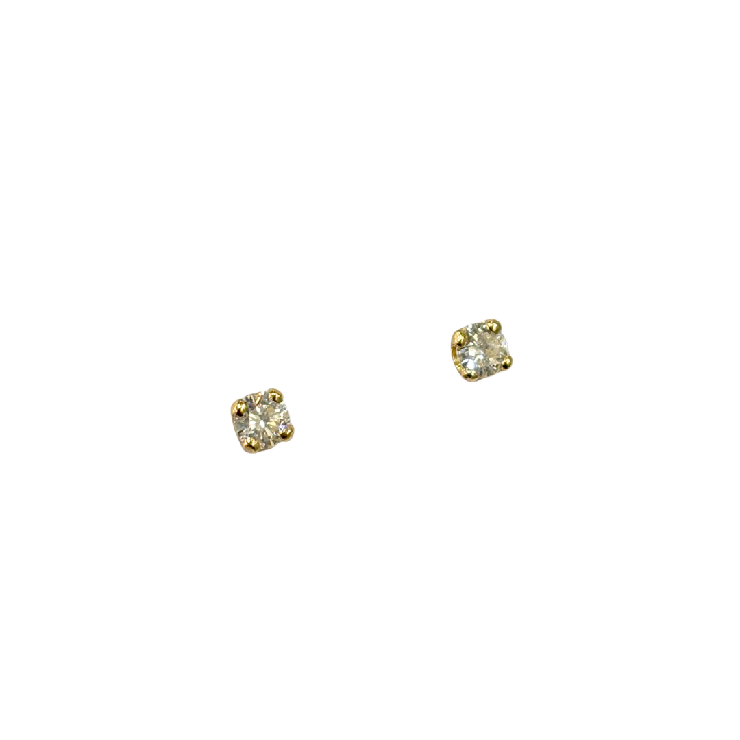 Boucles D'oreilles Puces Solitaire - Or Jaune 750 & Diamants