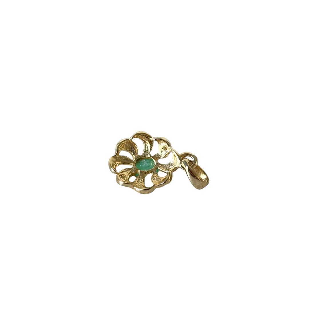 Pendentif Floral Vintage - Or Jaune 750 & Émeraude