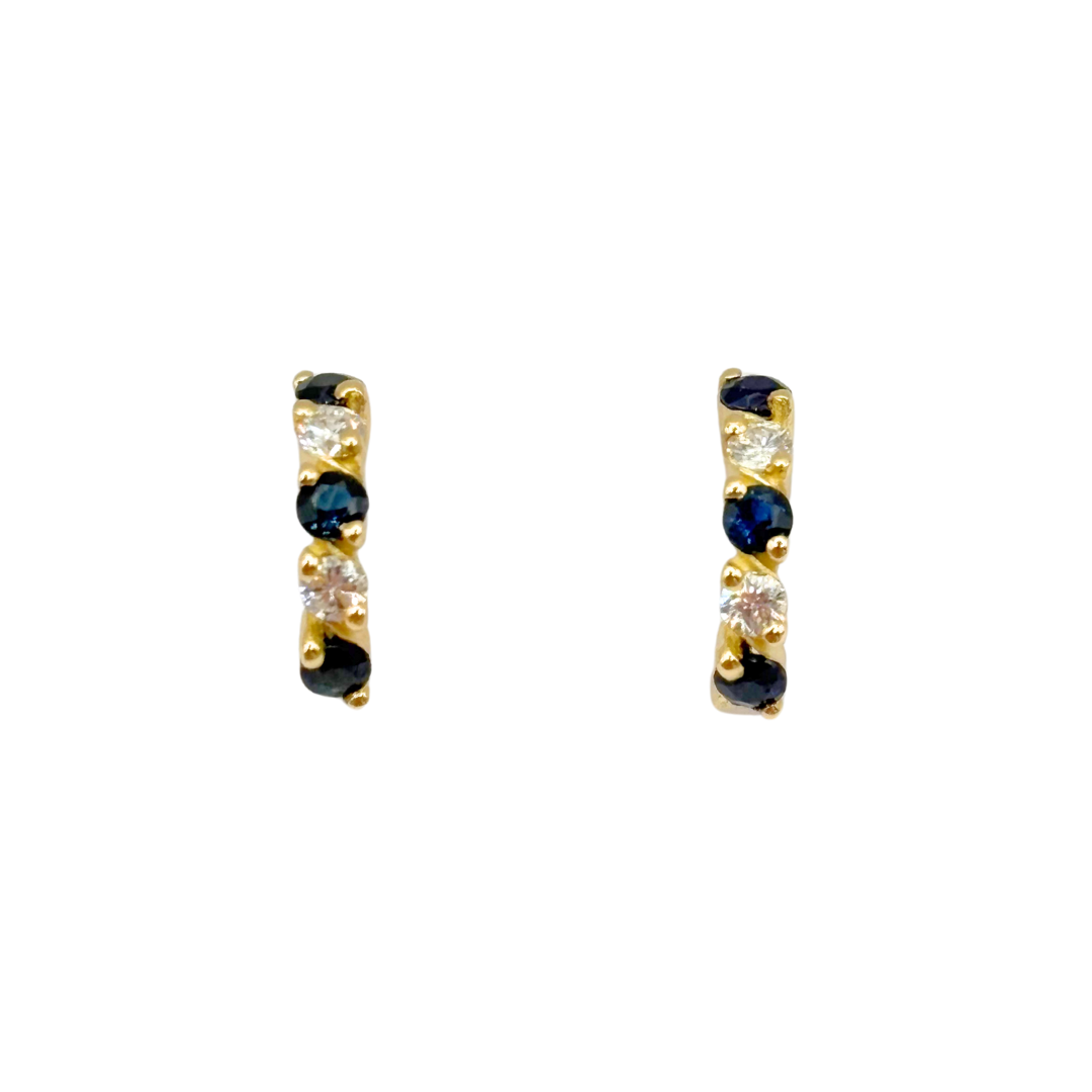 Boucles d'oreilles - Or Jaune 750 Saphirs & Diamants