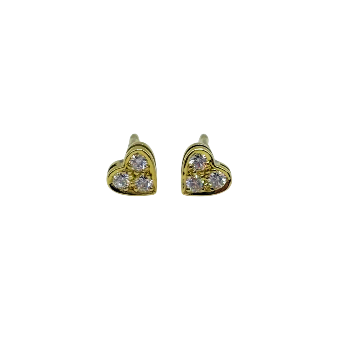 Boucles D'oreilles Coeur - Or Jaune 750 & Diamants