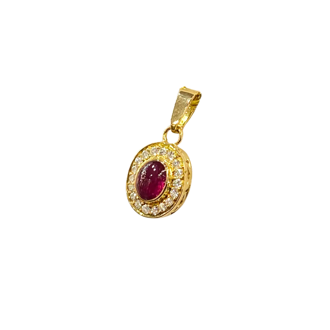 Pendentif Marguerite - Or Jaune 750 Rubis & Diamants