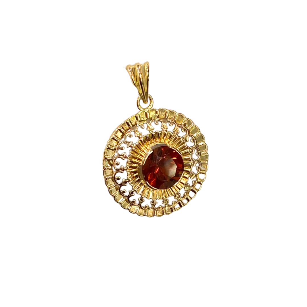 Pendentif Soleil Vintage - Or Jaune 750 & Citrine