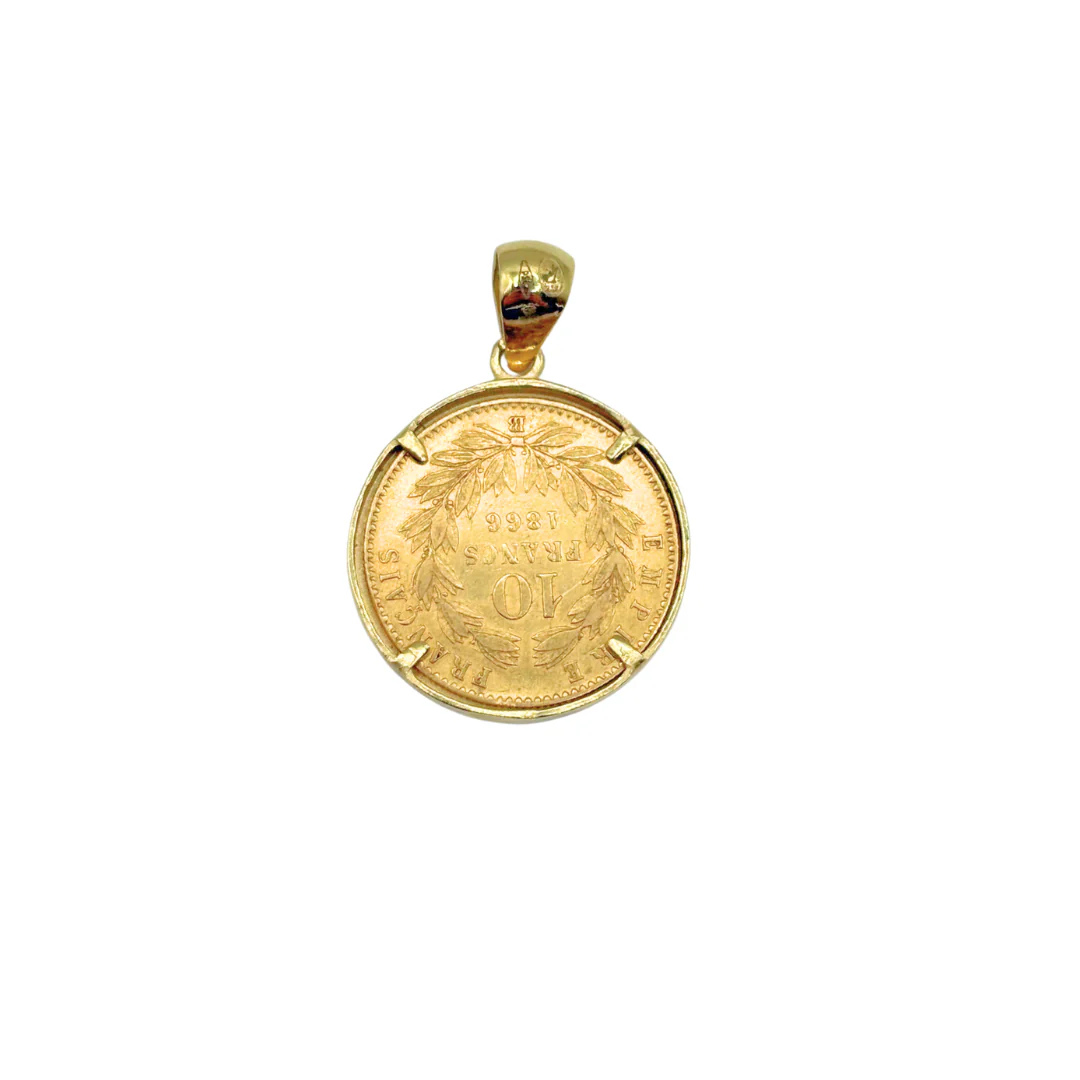 Monture Pendentif Pièce 10 Francs Ciselée - Porte Pièce Or Jaune 750