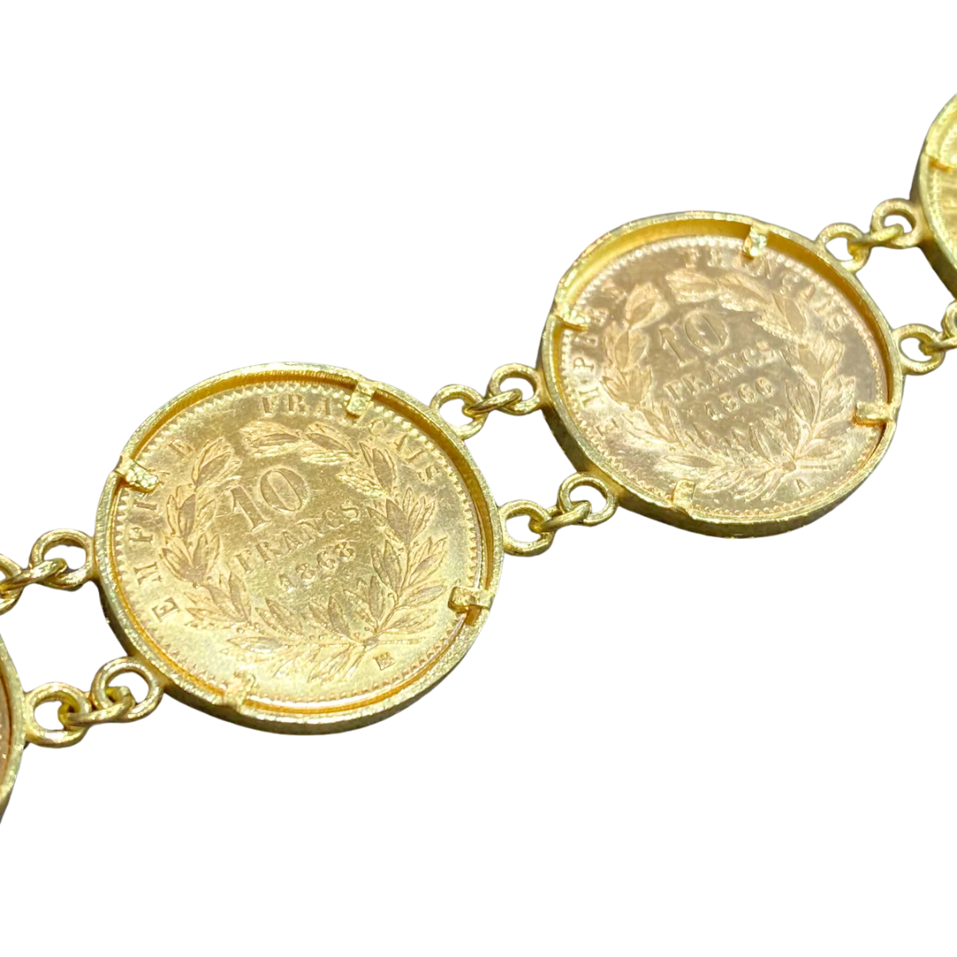 Bracelet Pièce - Or Jaune 750 & 7 Pièces 10 Francs Napoléon
