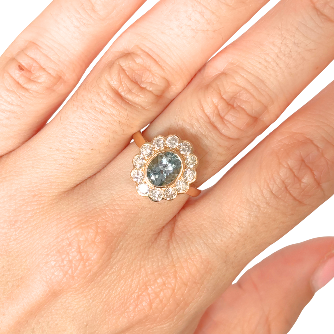 Bague Marguerite Or Jaune 750 Aigue-Marine Diamants – Fremont