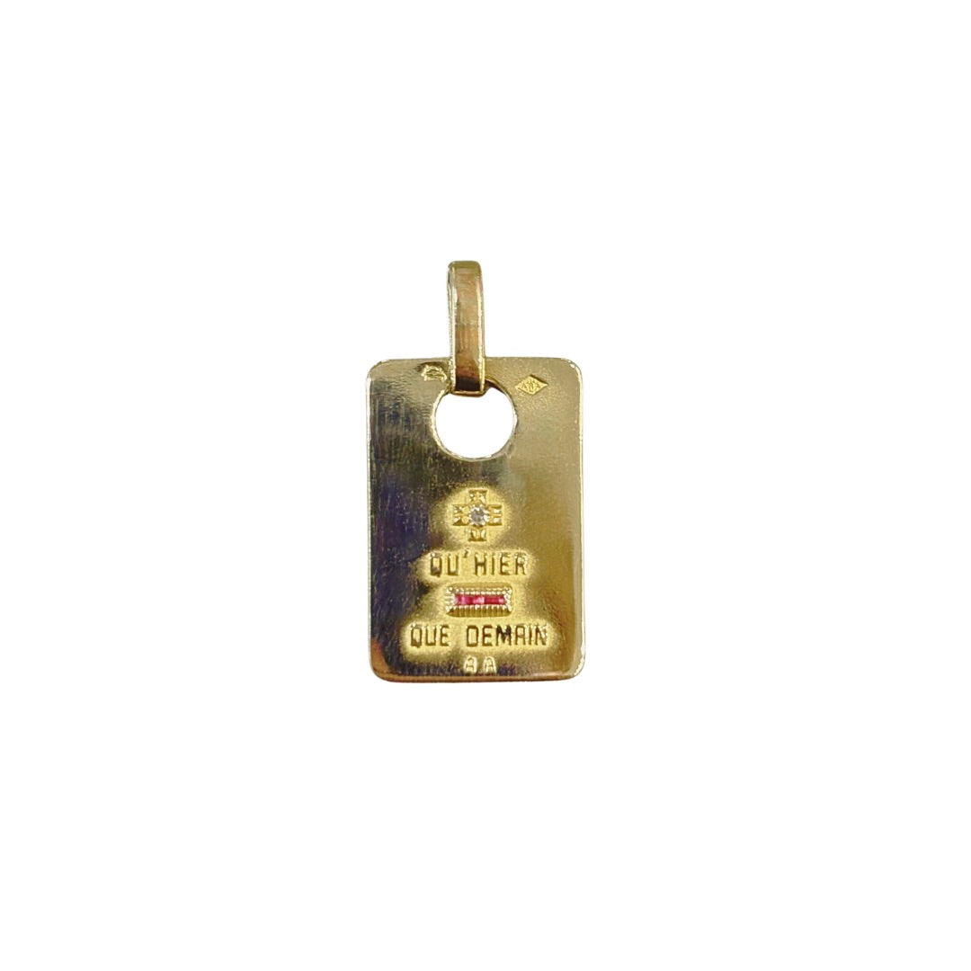 Pendentif Augis En Or 18 Carats - Avec Diamant Et 2 Rubis - 3,53 Grammes - France