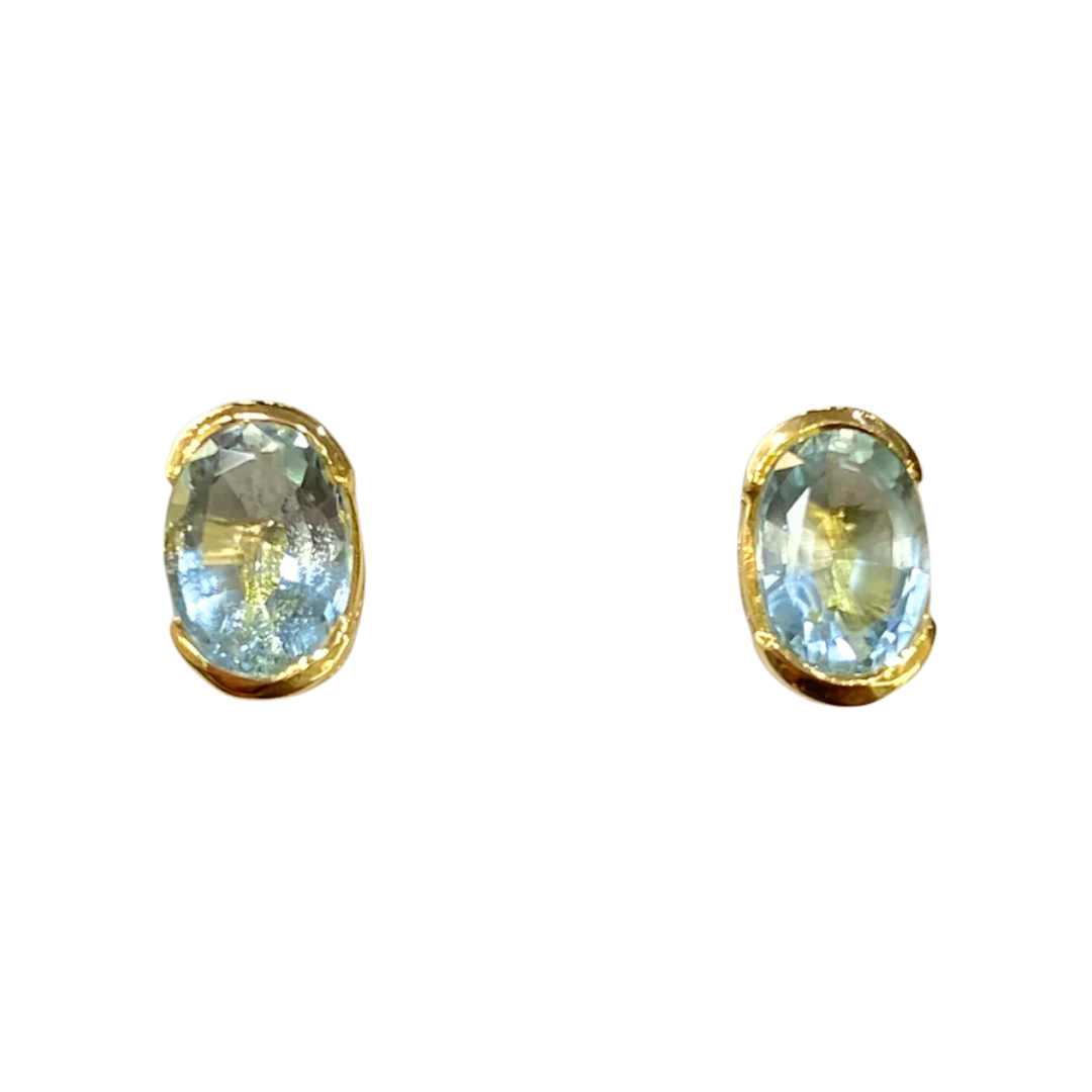 Boucles D'oreilles Puces - Or Jaune 750 & Topazes