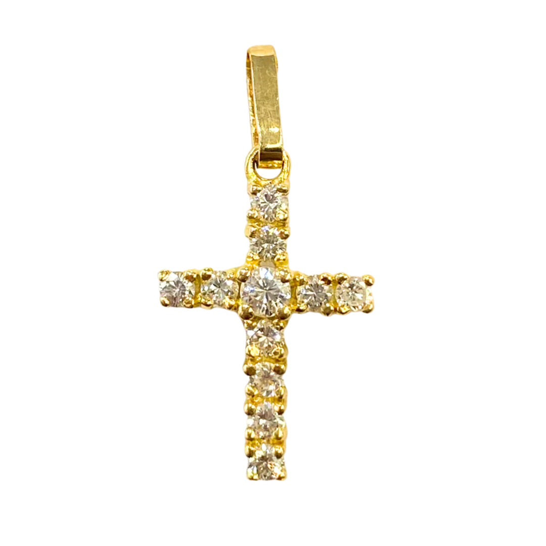 Pendentif Croix - Or Jaune 750 & Diamants