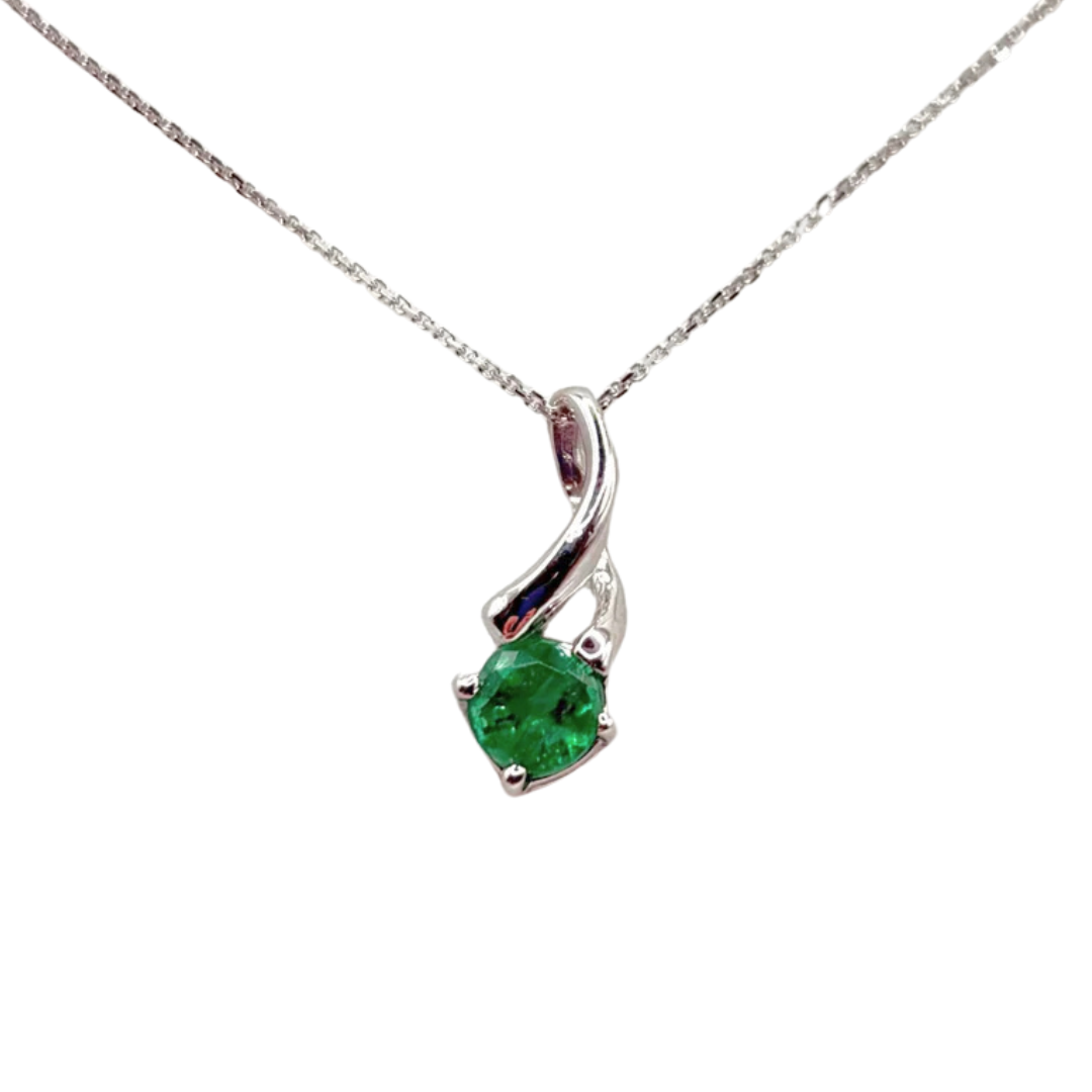 Pendentif Ponyo - Or Blanc 750 & Émeraude