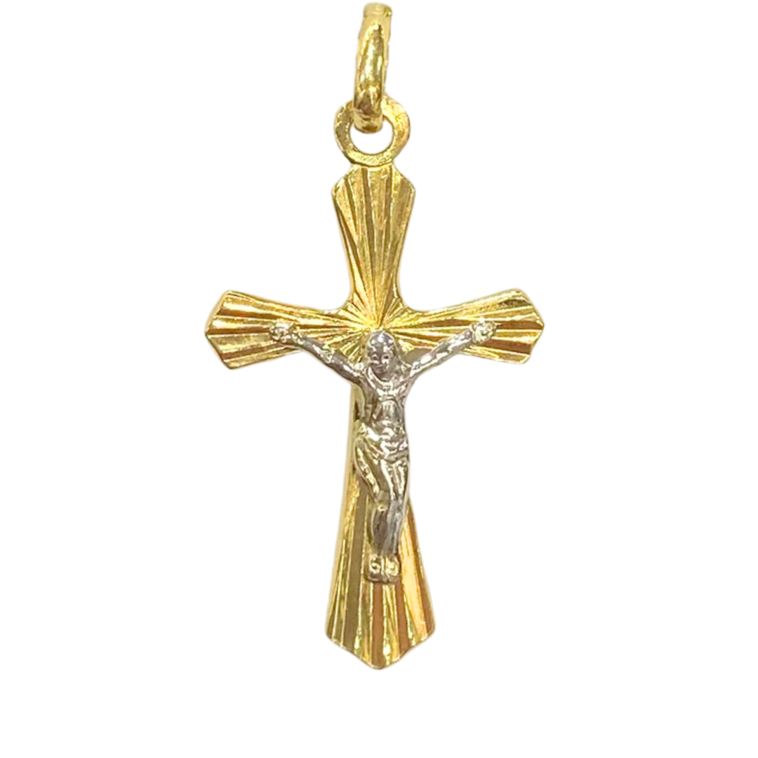 Pendentif Croix - Or Jaune et Blanc 750