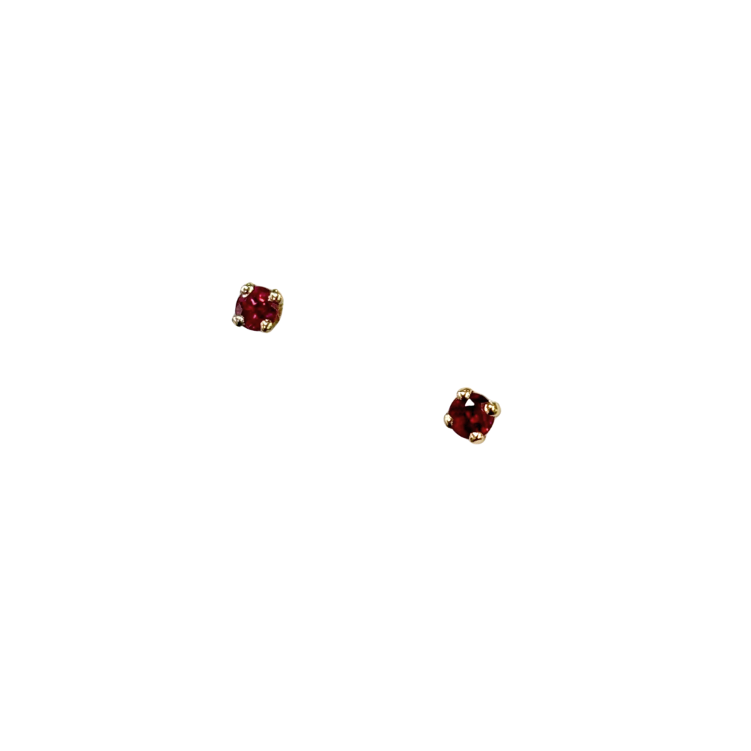 Boucles D'oreilles Puces - Or Jaune 750 & Rubis