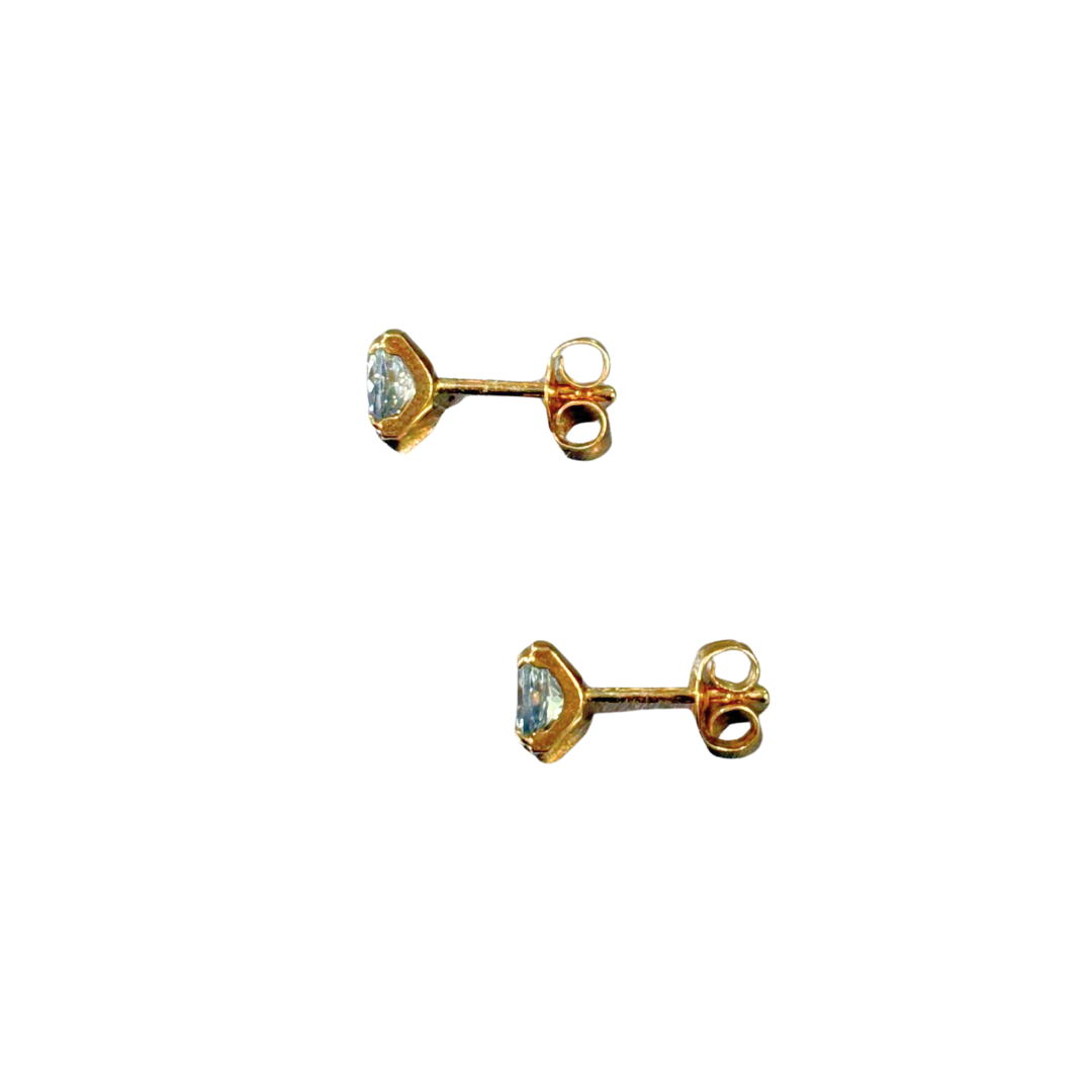 Boucles D'oreilles Puces - Or Jaune 750 & Topazes