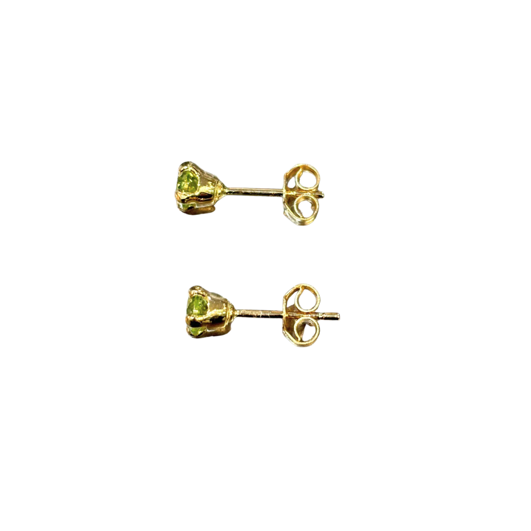 Boucles D'oreilles Puces - Or Jaune 750 & Péridots