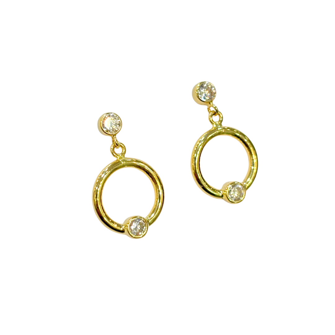 Boucles D'oreilles - Or Jaune 750 & Zircons