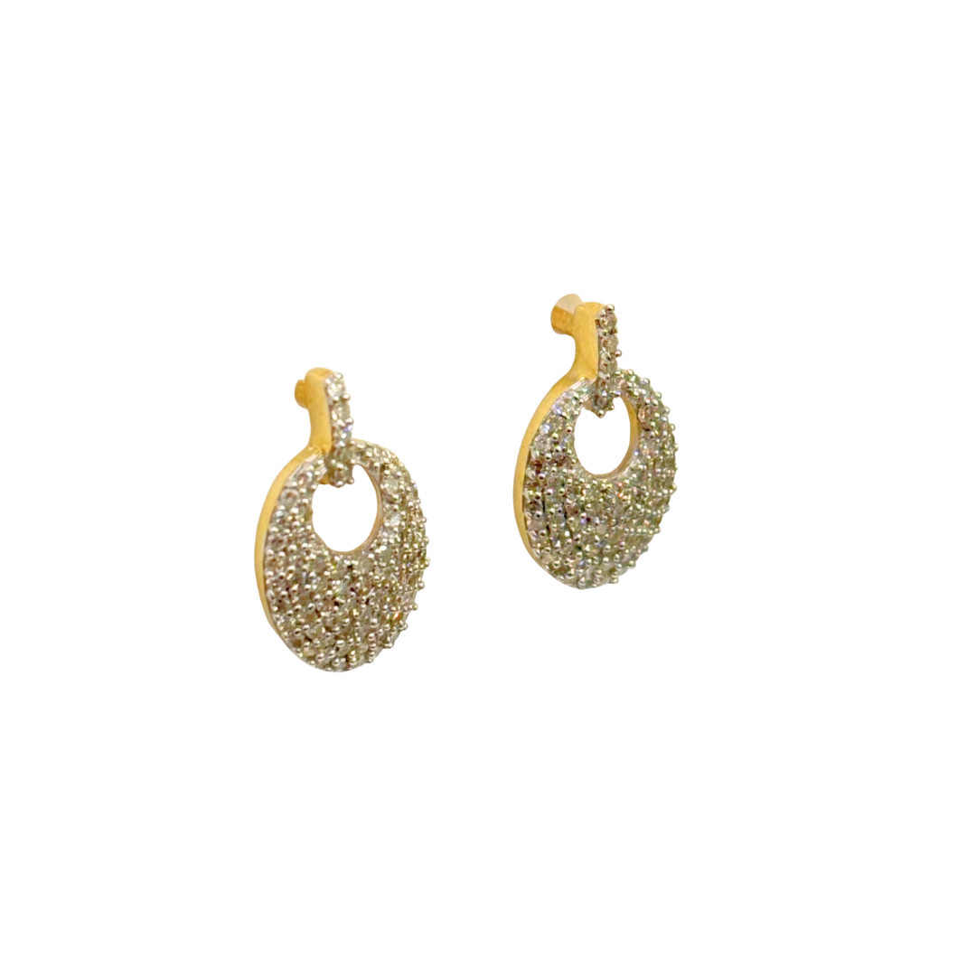 Boucles D'oreilles Grain de Café - Or Jaune/Blanc 750 & Diamants