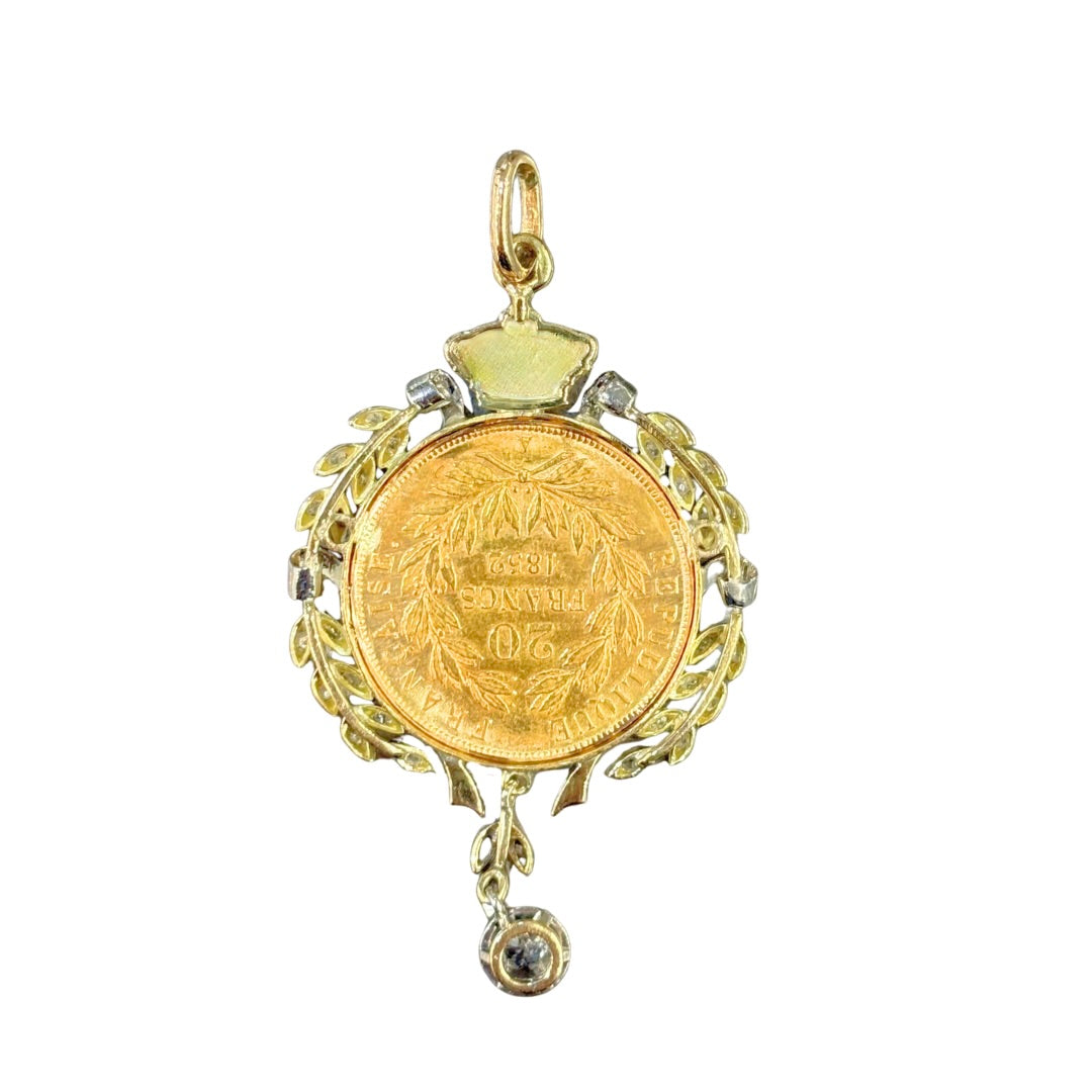Pendentif Pièce Ancien - Or Jaune & Pièce 20 Francs Napoléon