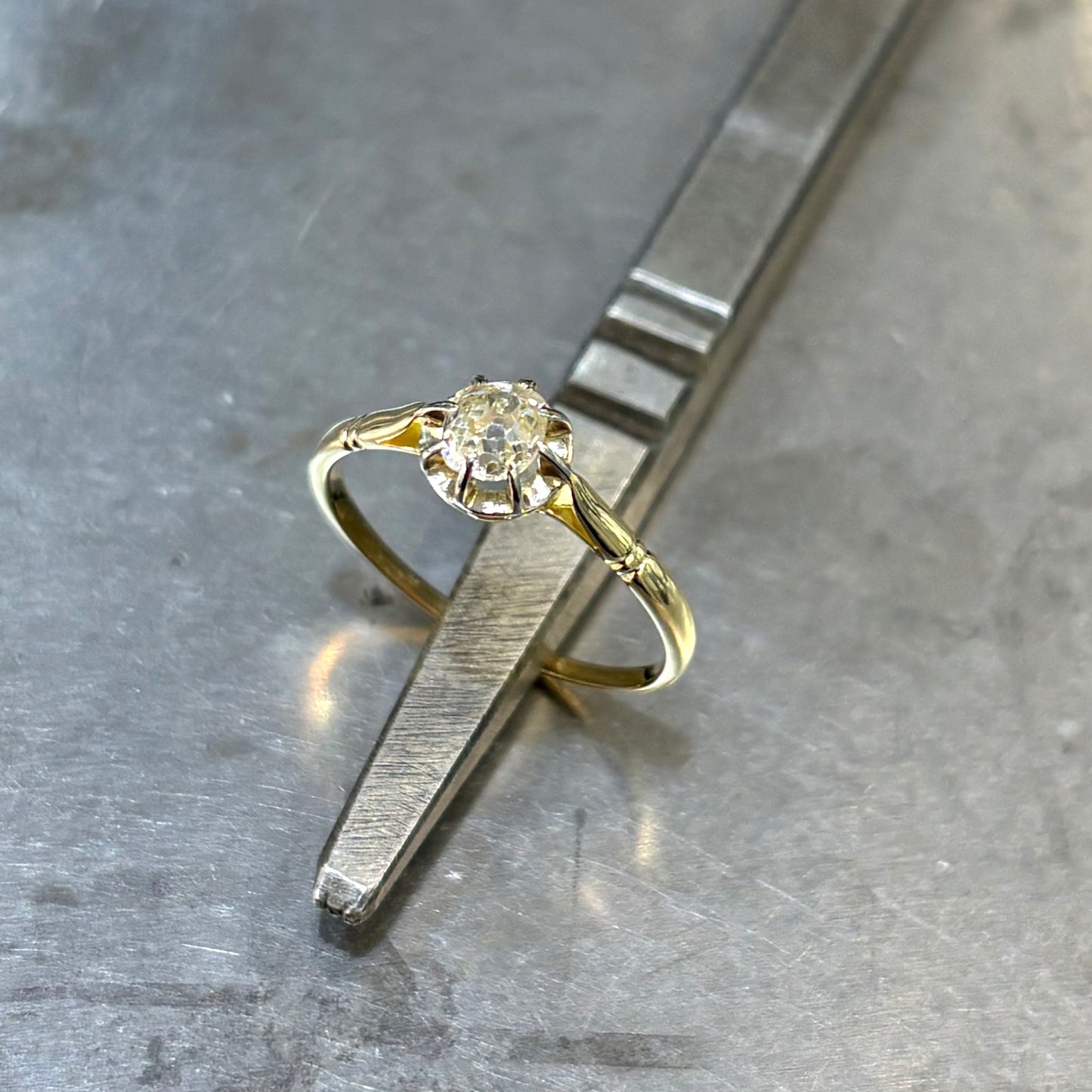 Bague Solitaire Vintage - Or Jaune 750 & Diamant