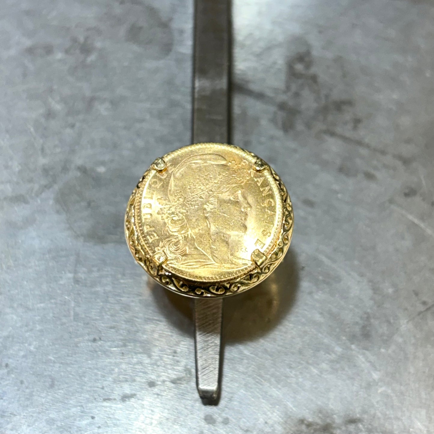 Bague Pièce - Or Jaune 750 & Pièce 10 Francs Marianne Coq