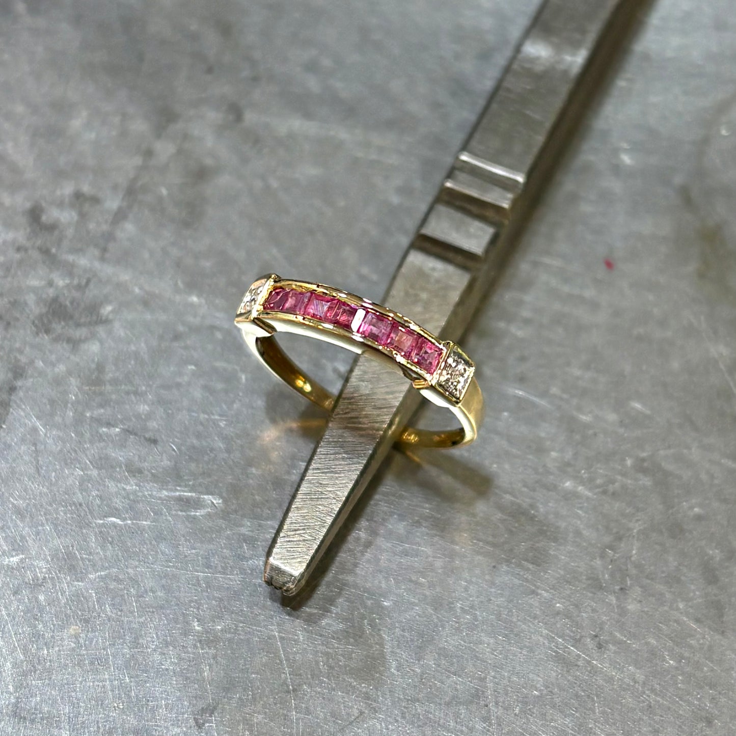 Bague Alliance - Or Jaune 750 Rubis & Diamants