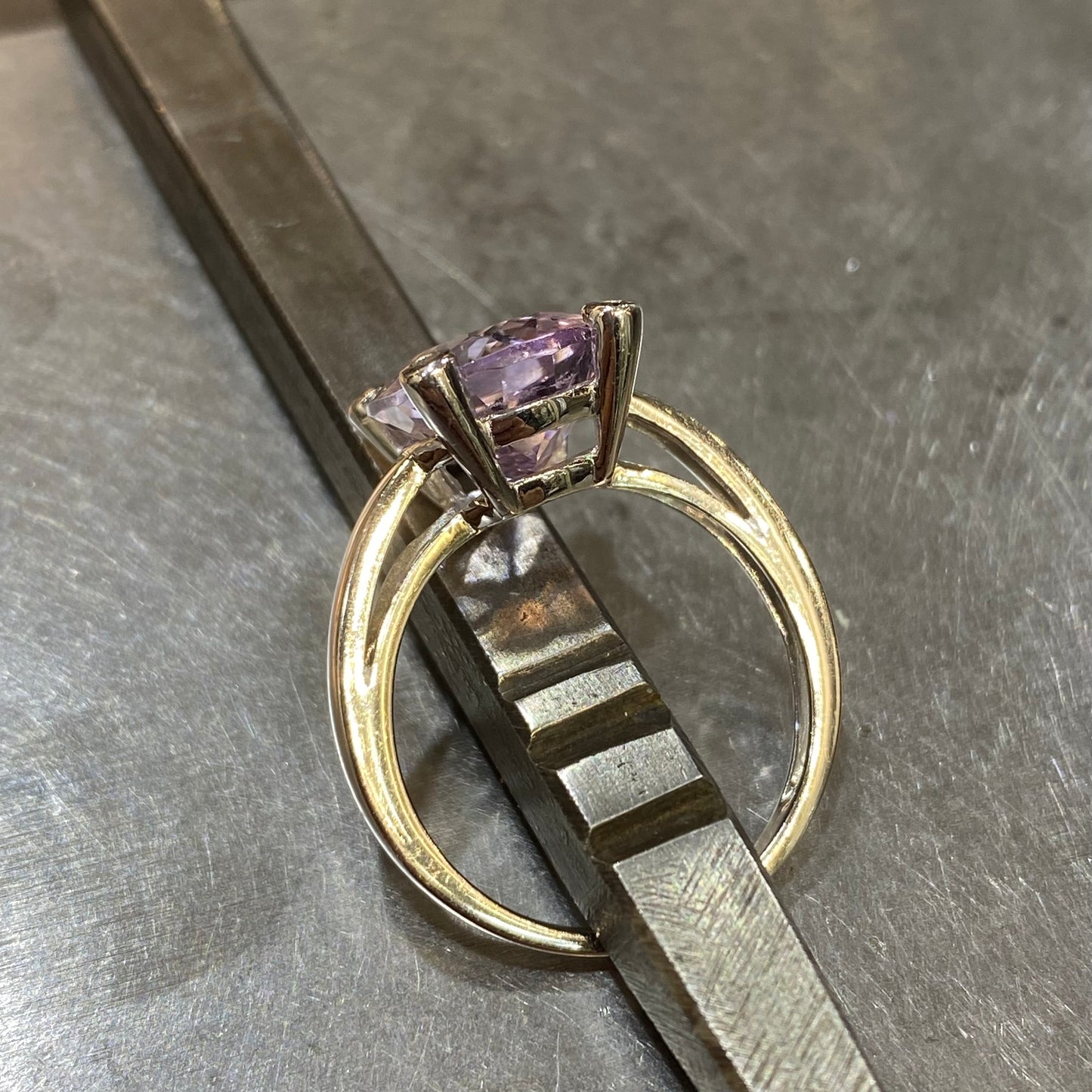 Bague - Or Blanc 750 Améthystes & Diamants Occasion