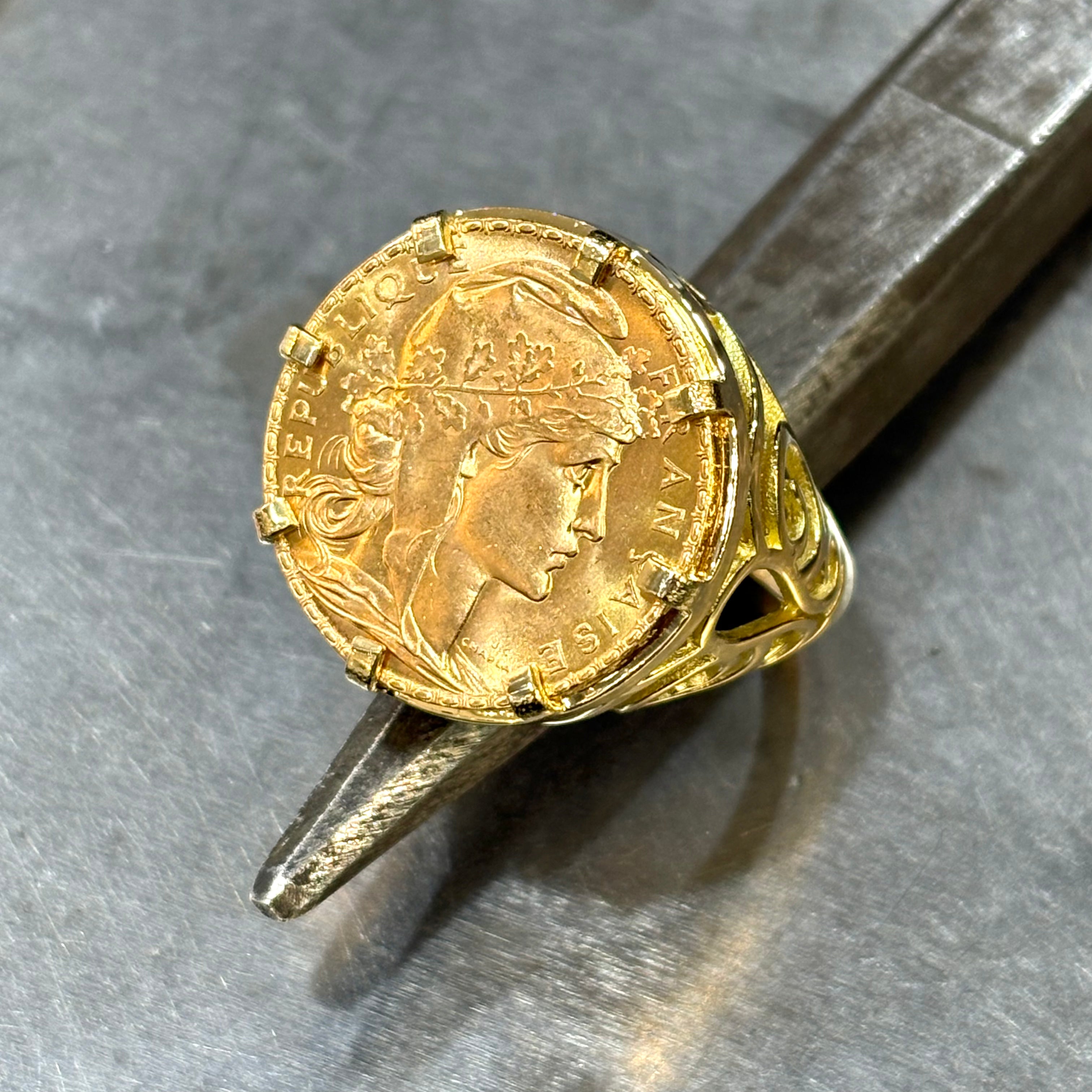 Algérie Bague Louis Or Bague Pièce Or Jaune 750 Pièce Or 20 Francs