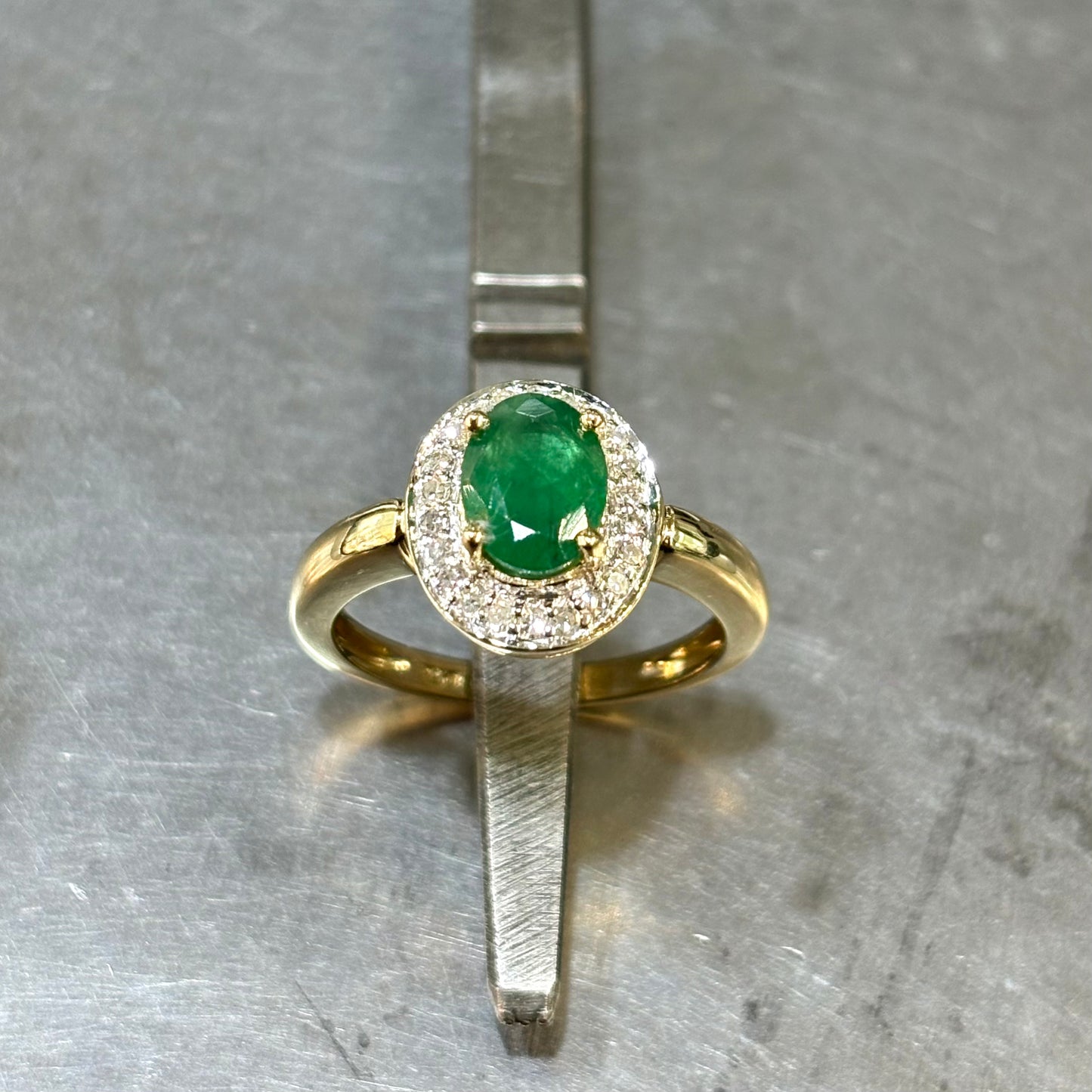 Bague Marguerite - Or Jaune/Blanc 750 Émeraude & Diamants