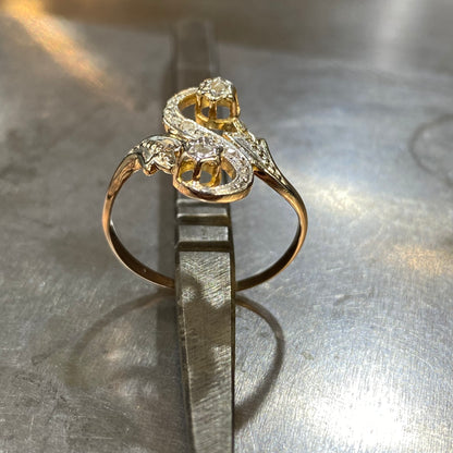 Bague Art Nouveau - Or Jaune 750 & Diamants