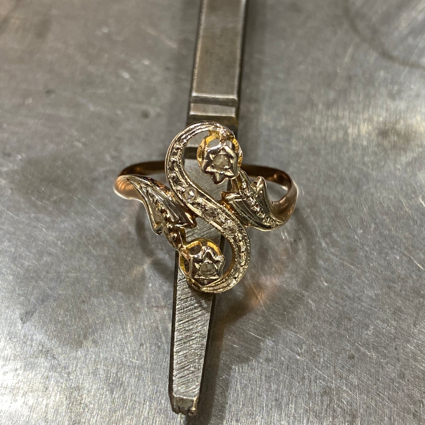 Bague Art Nouveau - Or Jaune 750 & Diamants Occasion