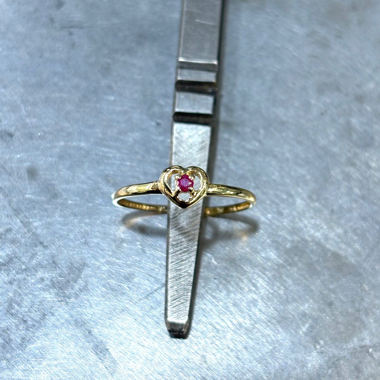 Bague Coeur - Or Jaune 750 & Rubis