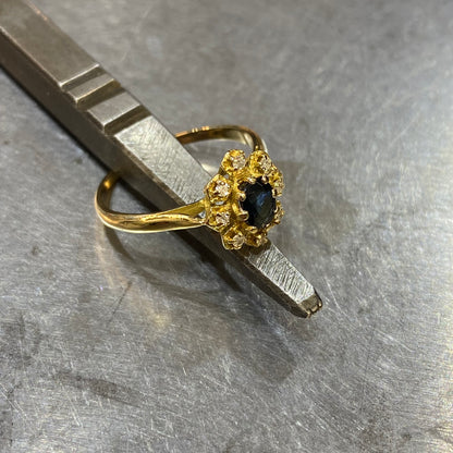 Bague Floral - Or Jaune 750 Saphirs & Diamants