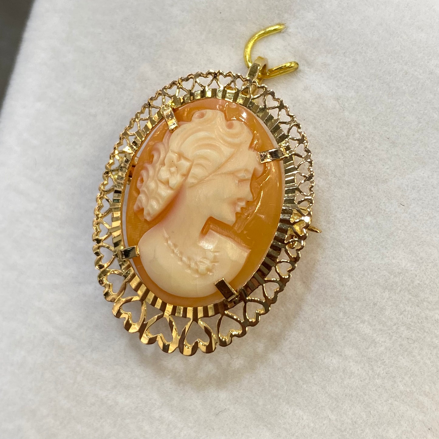 Pendentif/Broche Vintage - Or Jaune 750 & Camée