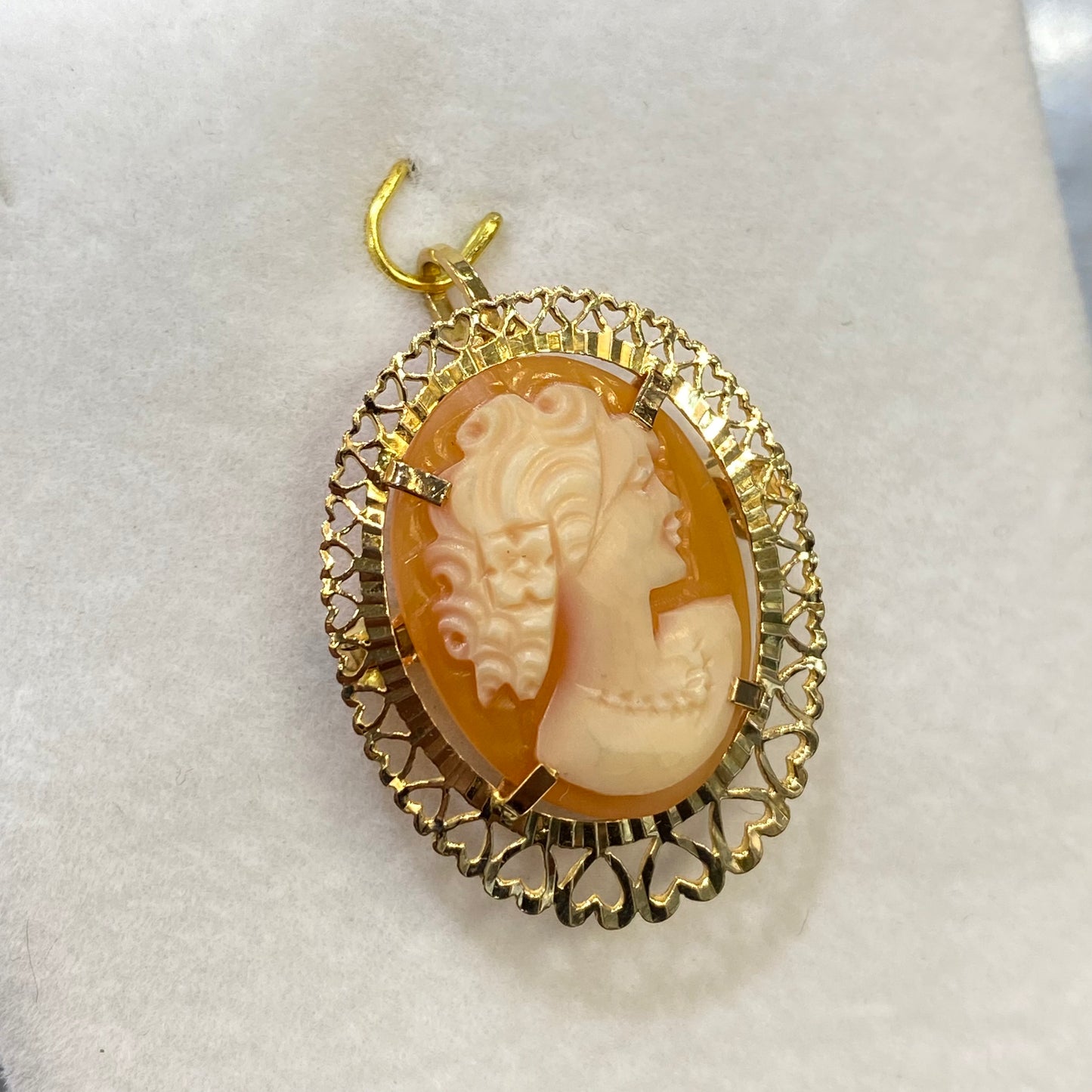 Pendentif/Broche Vintage - Or Jaune 750 & Camée