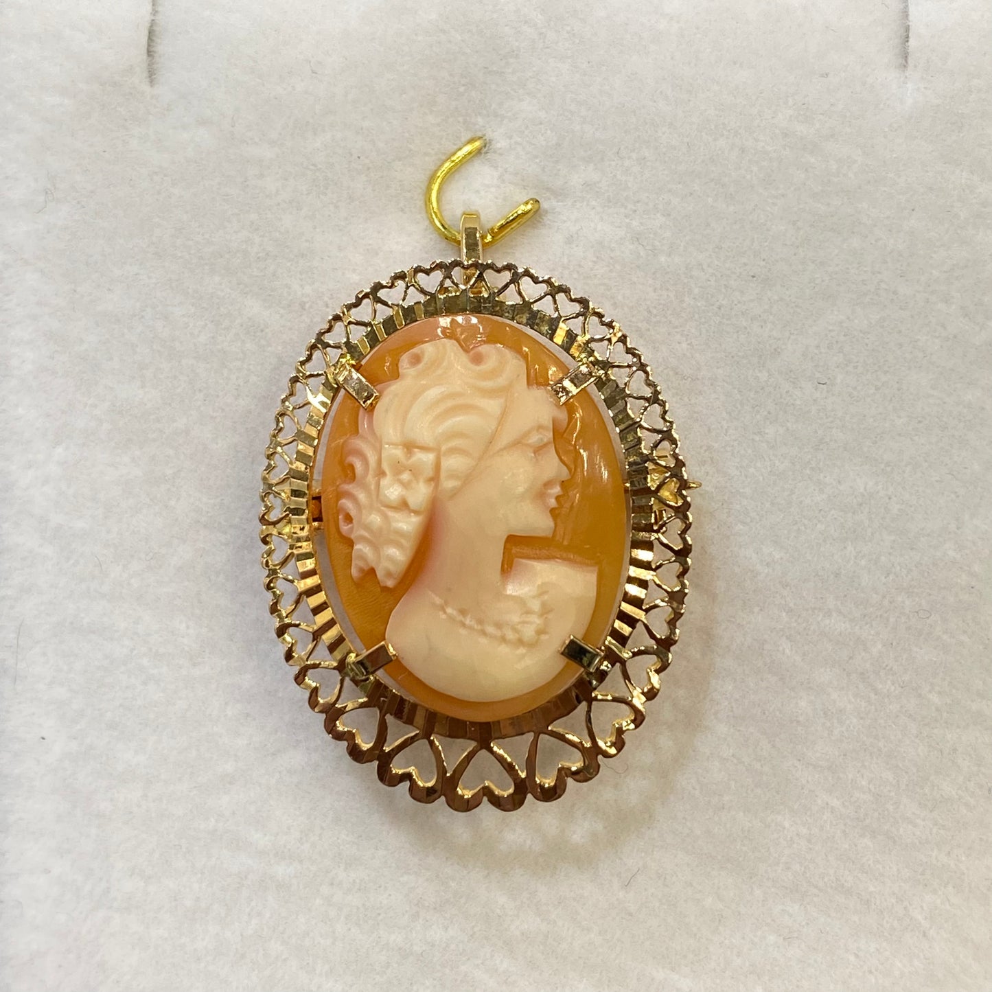 Pendentif/Broche Vintage - Or Jaune 750 & Camée