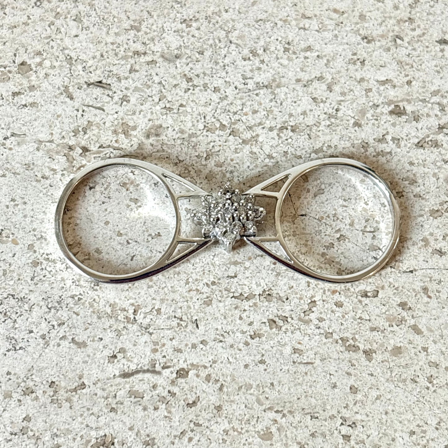 Bague Réversible Vintage - Or Blanc 585 Rubis & Diamants