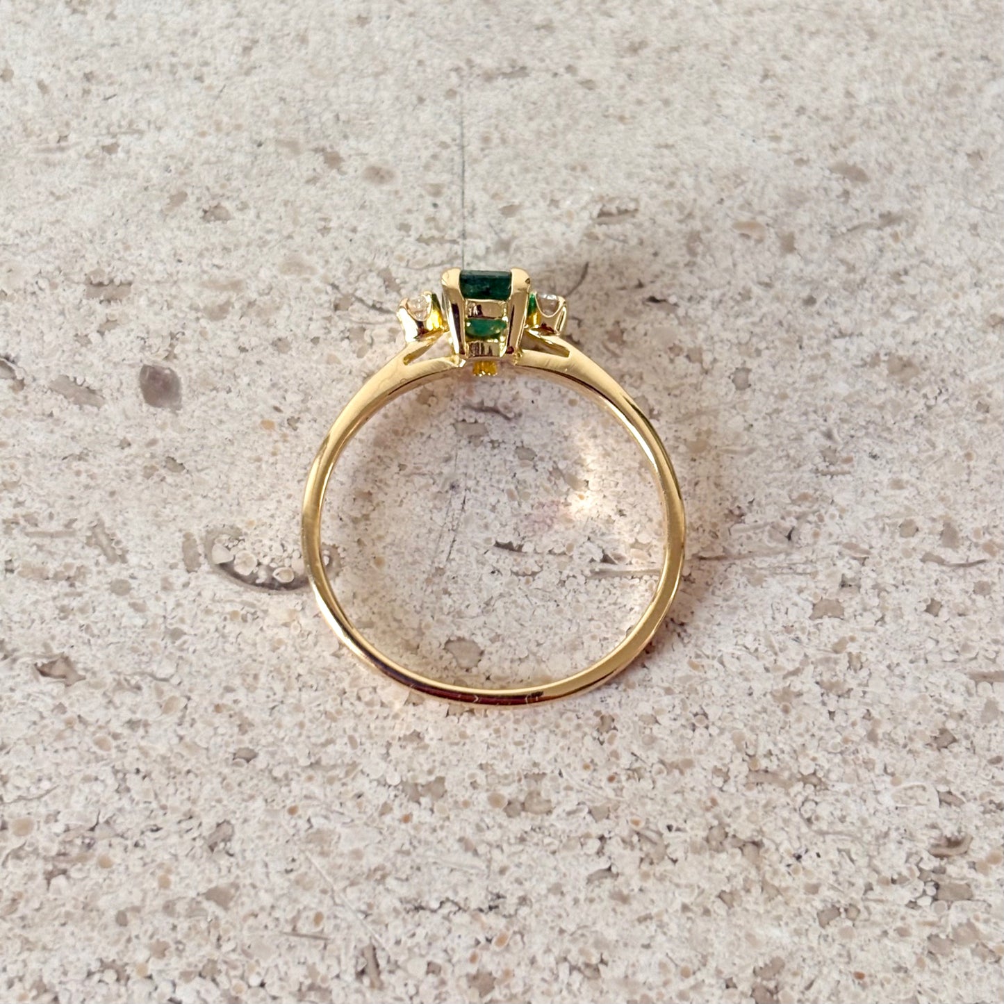 Bague Trilogie Vintage - Or Jaune 750 Émeraude & Diamants