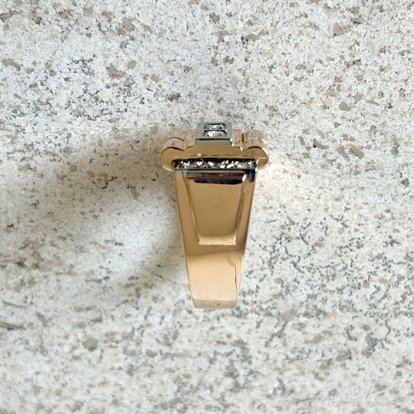 Bague Tank Art Déco - Or Jaune 750 & Diamants