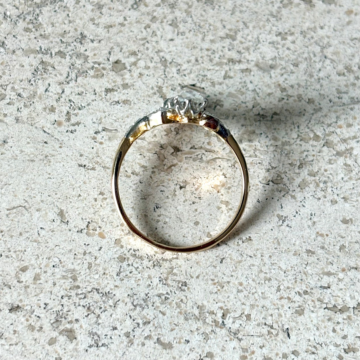 Bague Florale Art Nouveau - Or Jaune 750 & Diamants