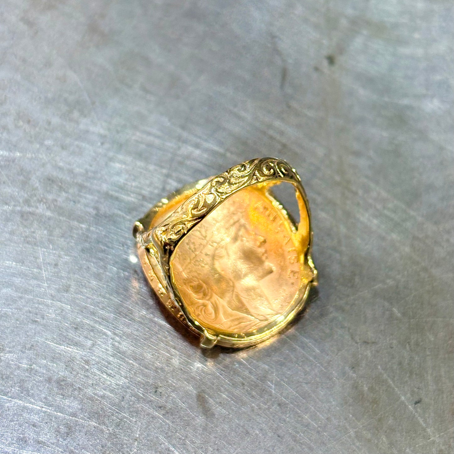 Bague Pièce - Or Jaune 750 & Pièce 20 Francs Marianne Coq