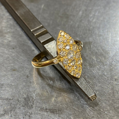 Bague Marquise Pavée - Or Jaune 750 & Diamants