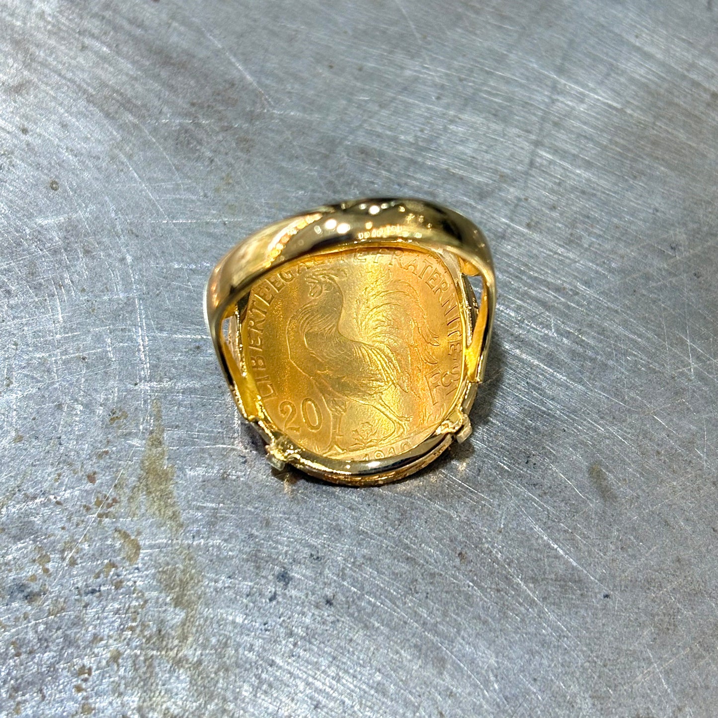 Bague Pièce - Or Jaune 750 & Pièce 20 Francs Marianne Coq