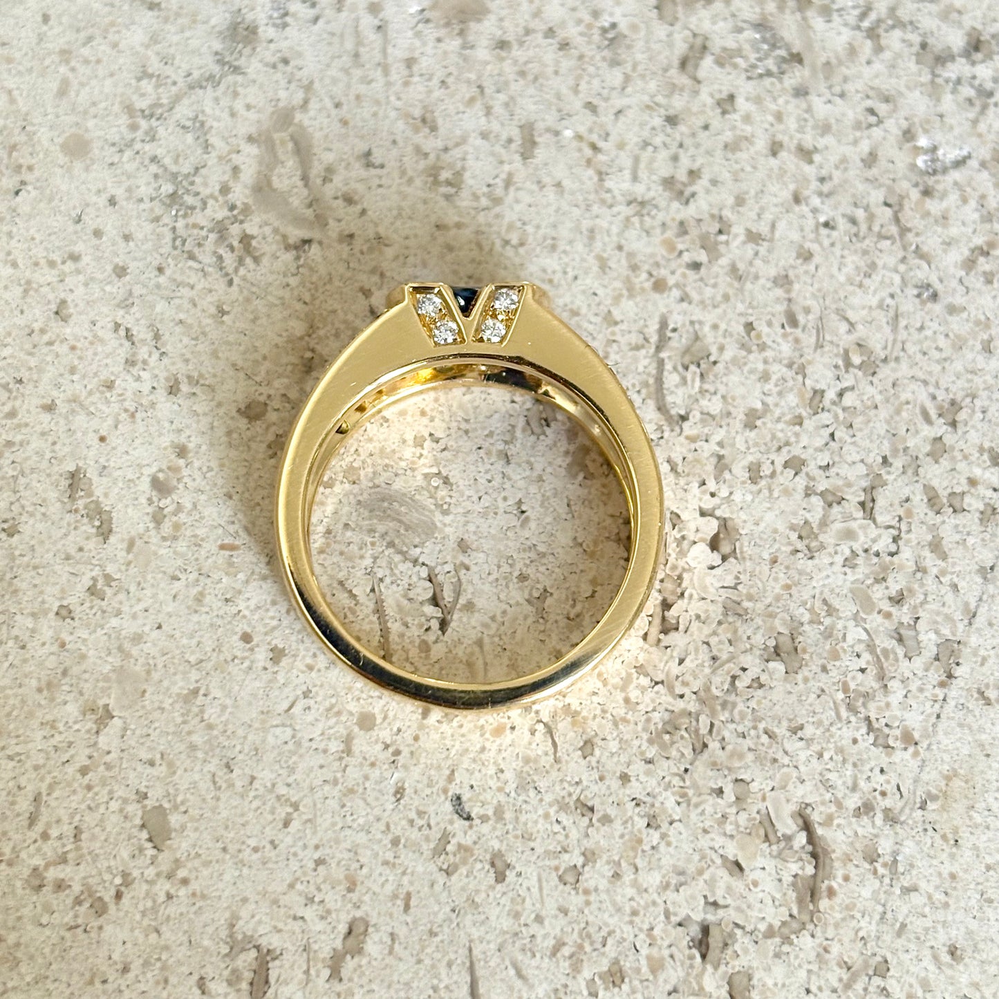 Bague Jonc - Or Jaune 750 Saphir & Diamants