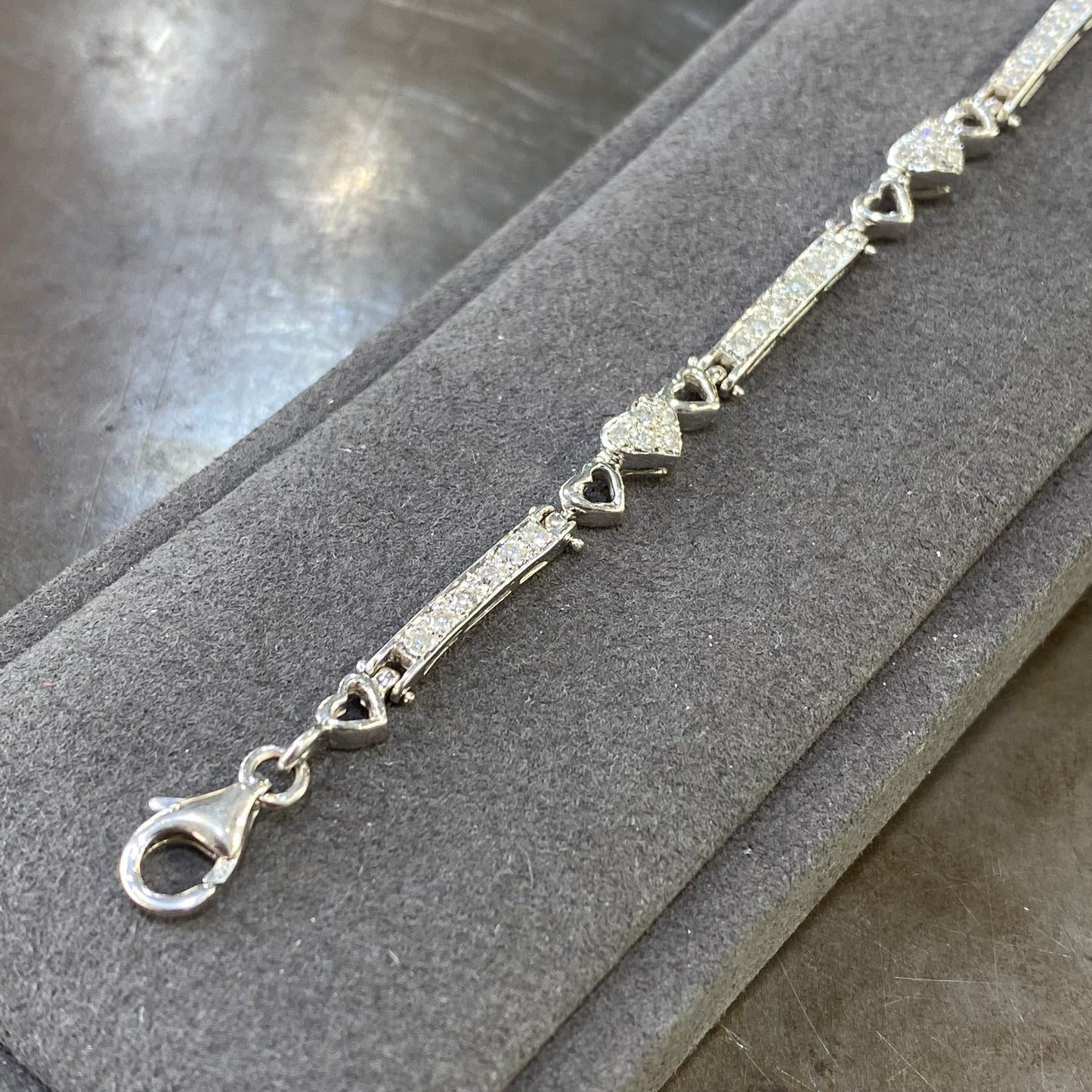 Bracelet Coeur - Or Blanc 750 & Diamants