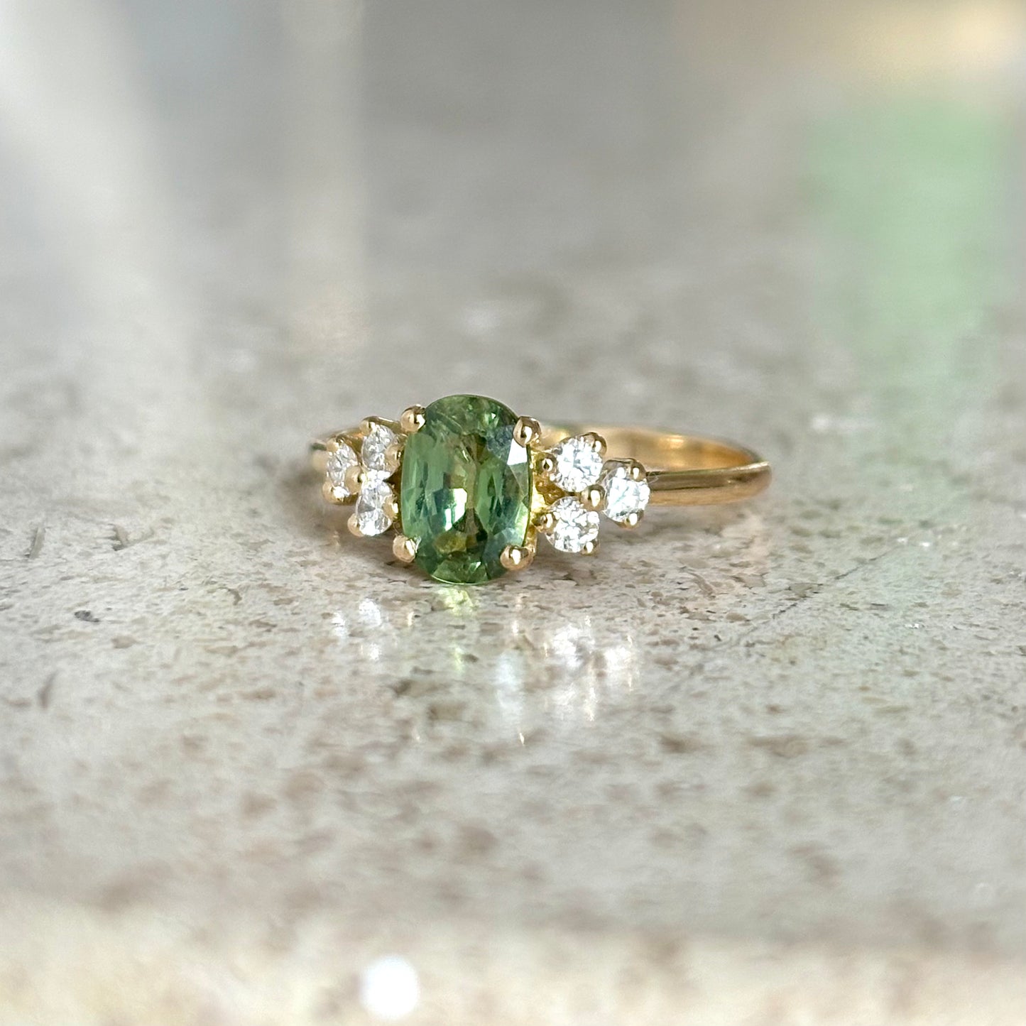 Bague Nausicaä Mini - Or Jaune 750 Saphir Vert & Diamants