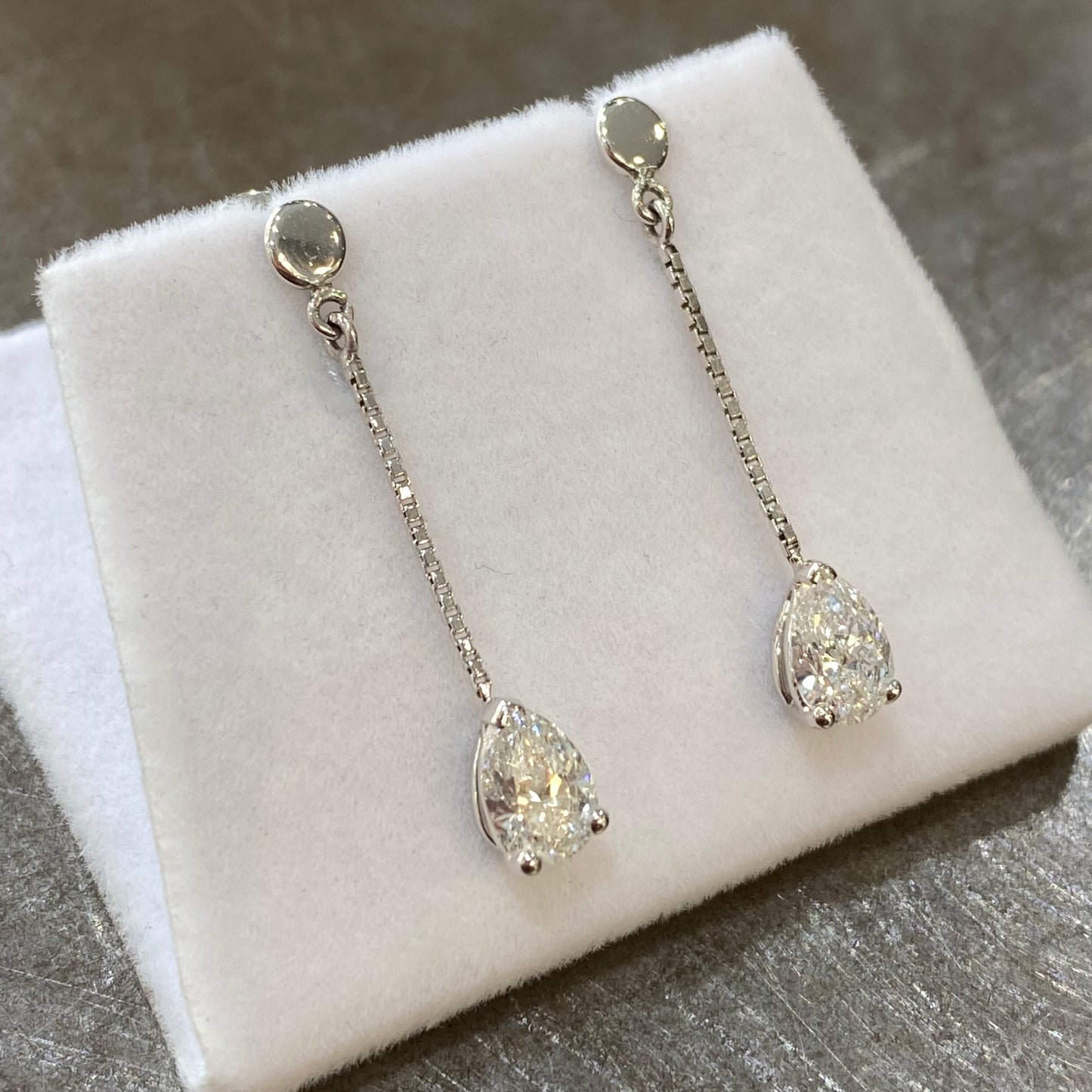 Boucles D'oreilles Solitaire - Or Blanc 750 & Diamants