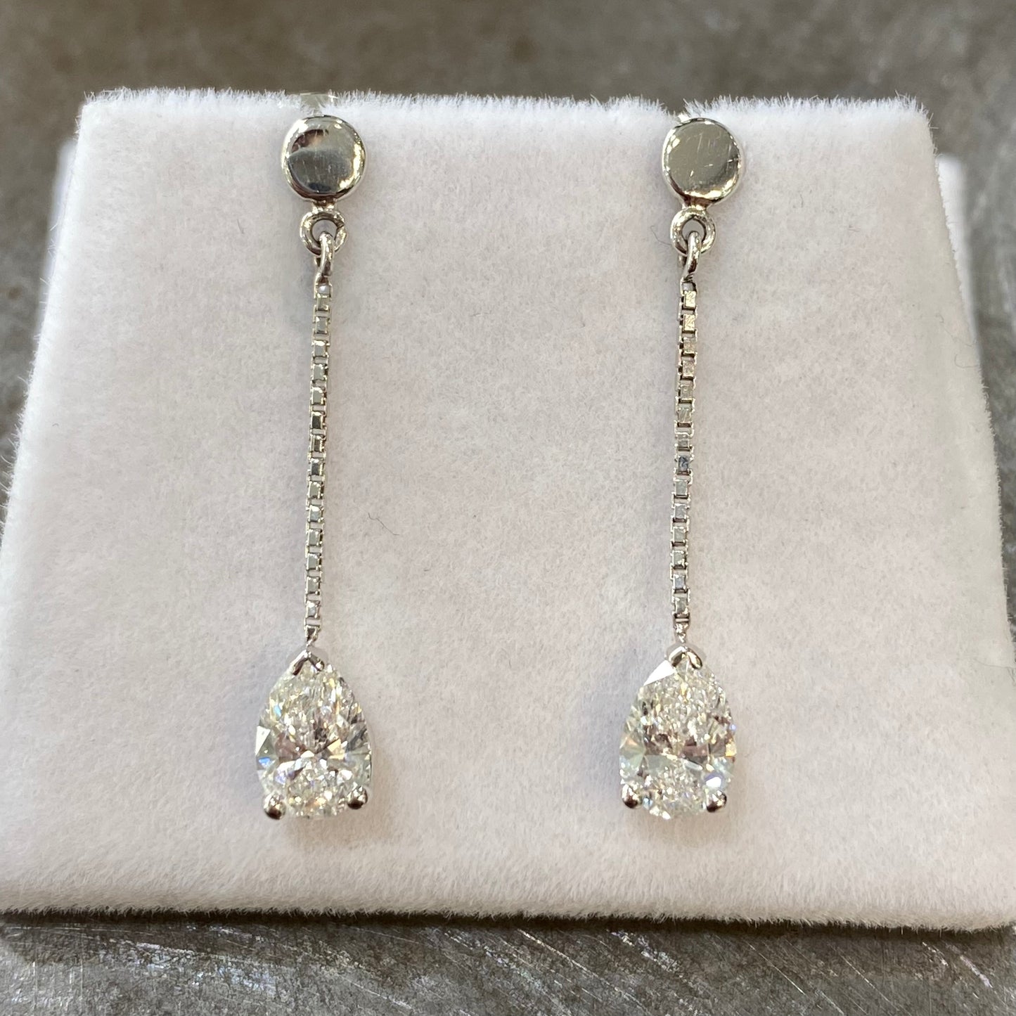 Boucles D'oreilles Solitaire - Or Blanc 750 & Diamants