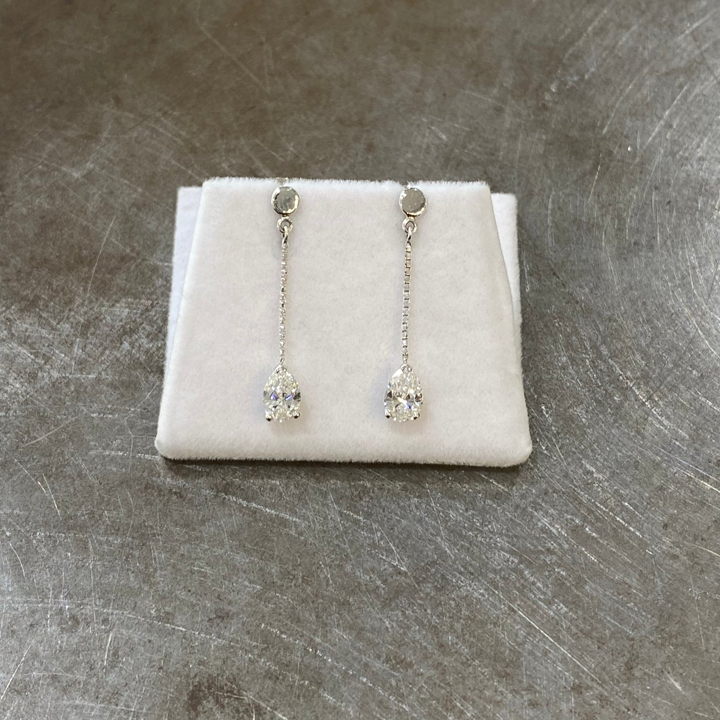 Boucles D'oreilles Solitaire - Or Blanc 750 & Diamants