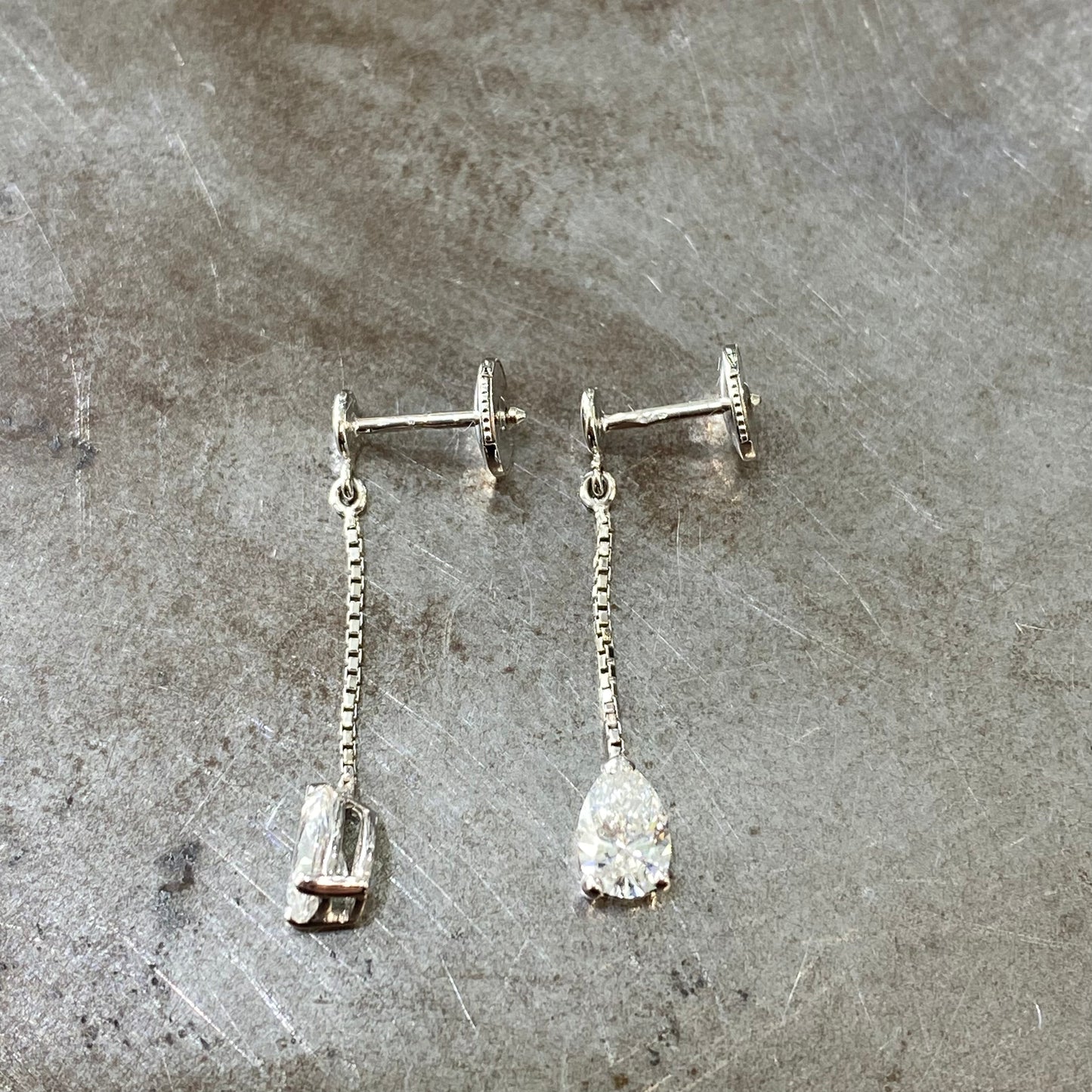 Boucles D'oreilles Solitaire - Or Blanc 750 & Diamants